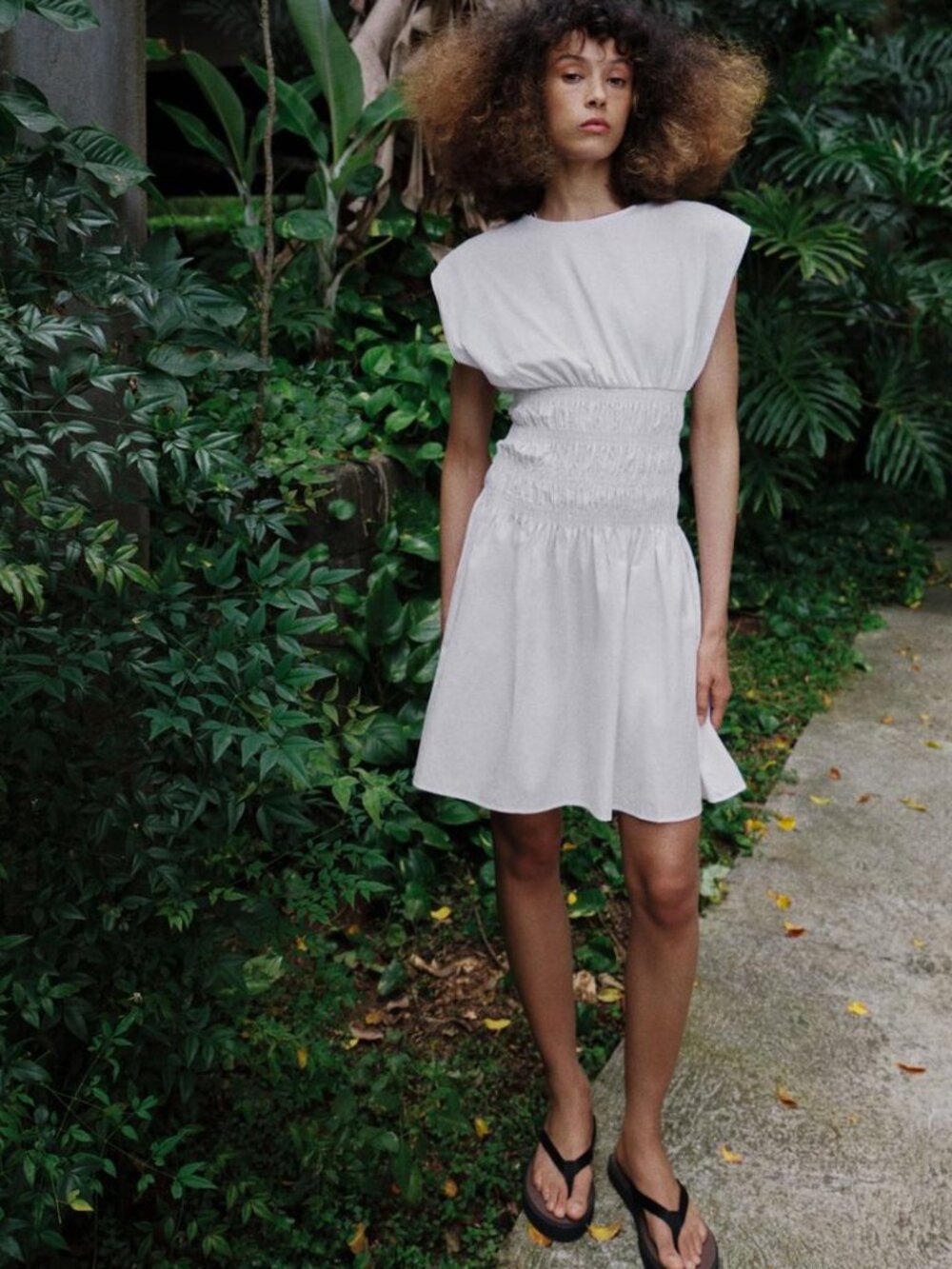 Zara Combination Poplin Dress NWT Cotton Smock White Size Small